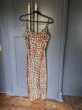 Inspired Hearts Leopard Slip Midi Dress - Brown & Black